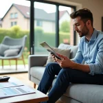 Homme consultant des documents immobiliers pour une estimation maison gratuite et rapide