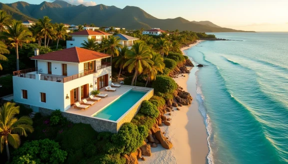 Villa de luxe en bord de mer avec piscine à débordement en Guadeloupe - prix immobilier guadeloupe
